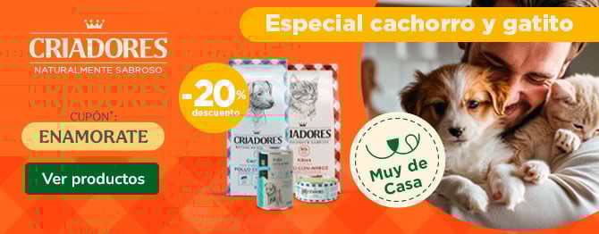 Un 20% de descuento en pienso Criadores con el cupón ENAMORATE