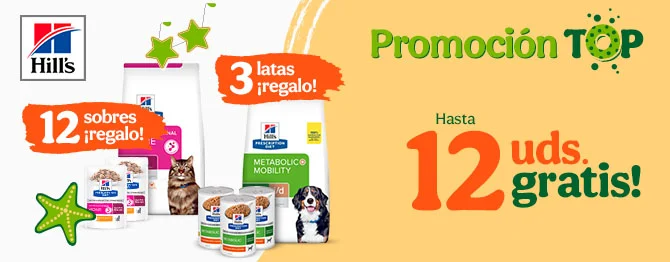 Hill's: Hill's diets: Hasta 12 sobres de comida húmeda gratis con la compra de pienso diets seleccionado.