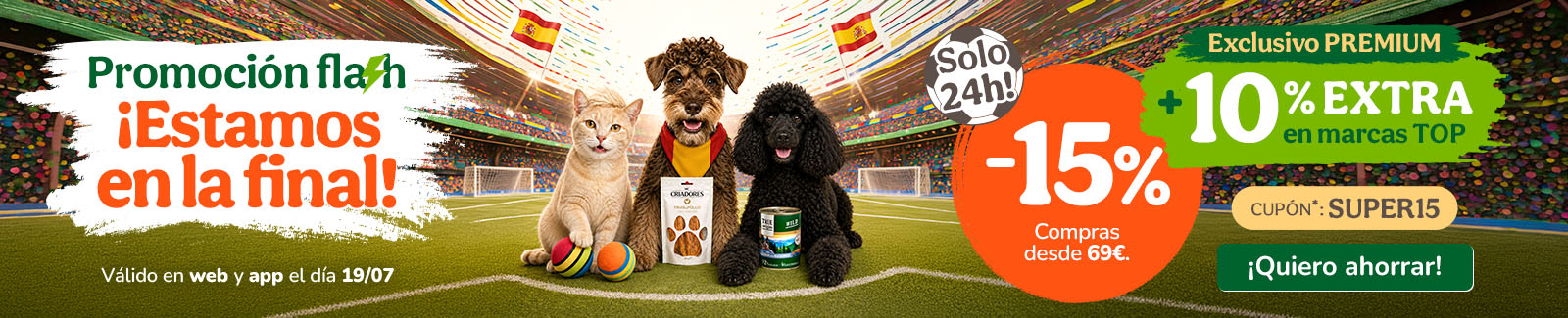Promoci&oacute;n flash:, estamos en la final!  Solo 24h en pedidos superiores a 69&euro; 15% de descuento + 10% extra en MISK solo para premium. Cup&oacute;n SUPER15