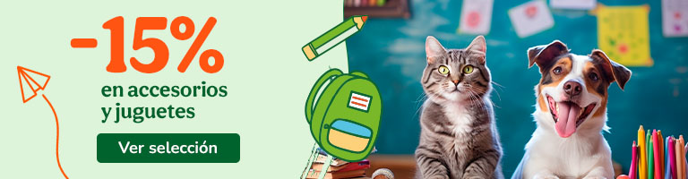 -15% en accesorios y juguetes para tu peludo