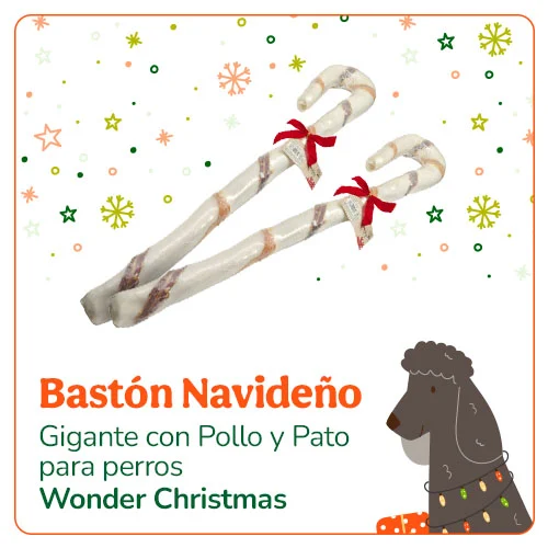 Bastón Navideño Gigante con Pollo y Pato para perros grandes .