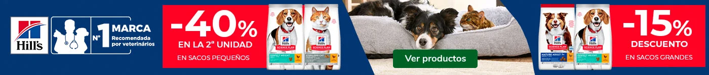 Hills  Science Plan: 15% dto en sacos grandes  y 2ª ud al 40% sacos pequeños de pienso para perros.
