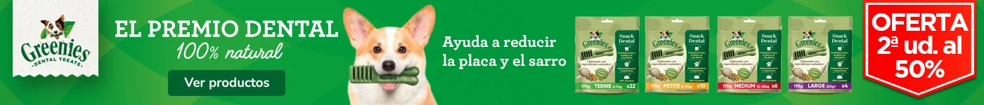 Greenies: 50% de descuento en la 2ª unidad de snacks para perro.