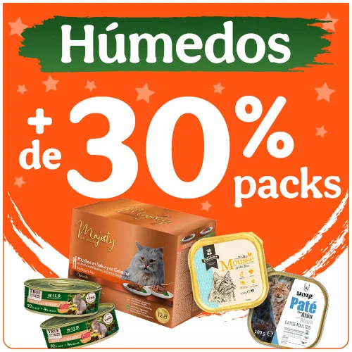 +30% dto en packs de comida húmeda para gatos.