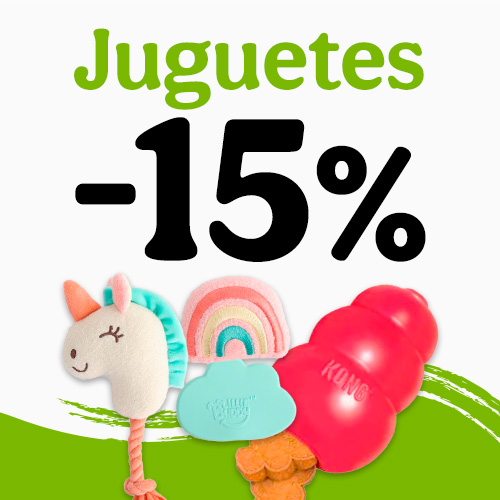 15% dto en juguetes para tu peludo.
