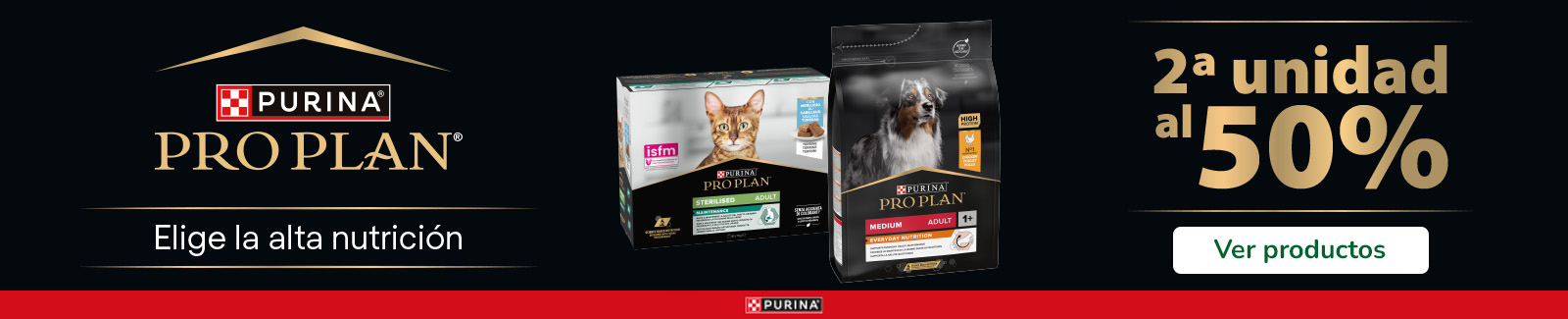 Pro Plan: 2ª unidad de pienso para perro y gato al 50% de descuento.
