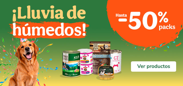 Hasta 50% dto en packs de comida húmeda para perros.