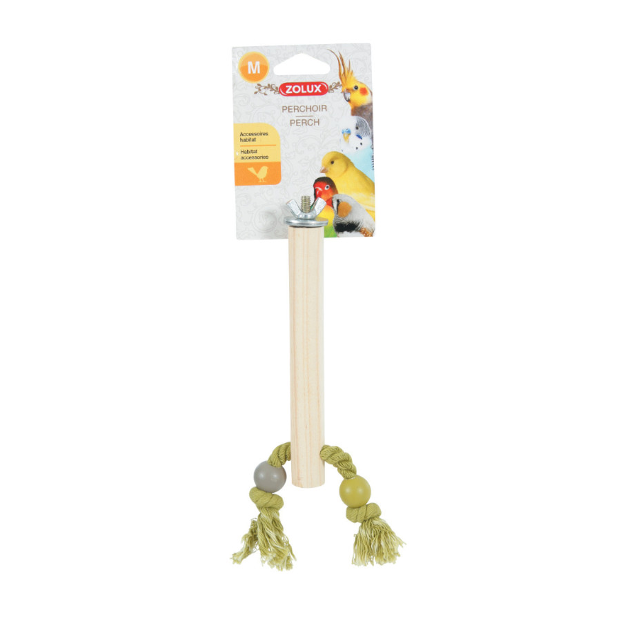 Zolux percha de madera con cuerdas para pájaros