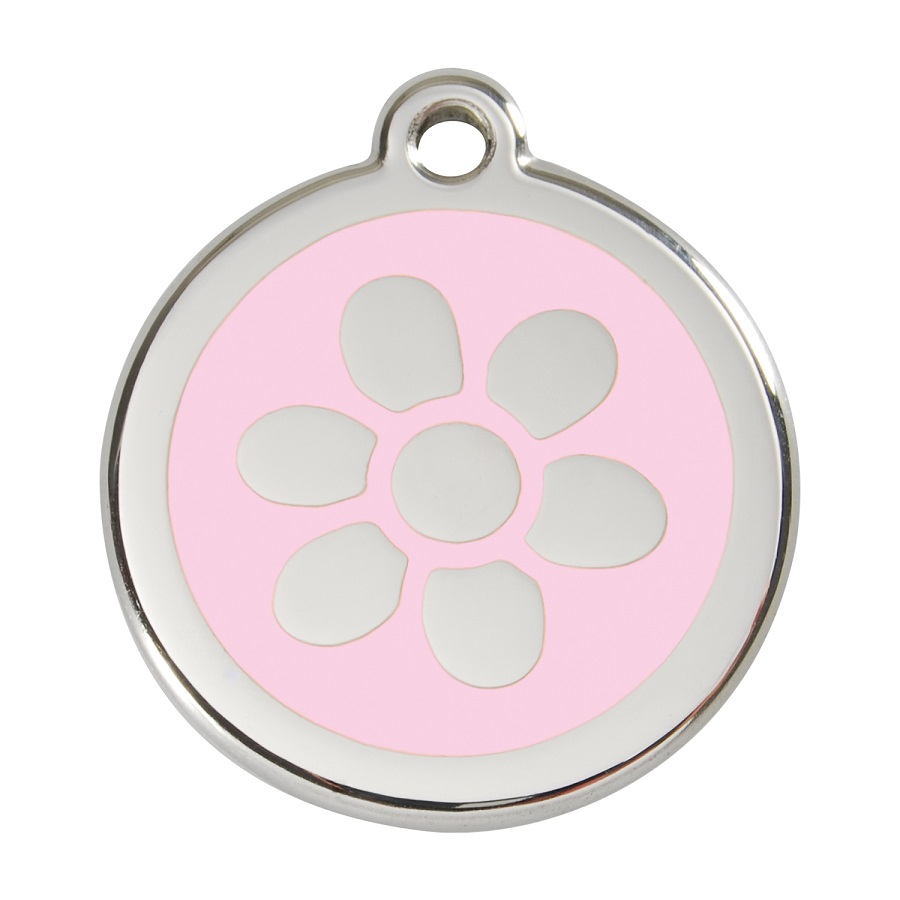 Placa identificativa Acero Inoxidable Esmalte Flor Rosa para perros