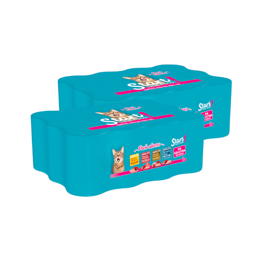 24 latas x 400 g Start Multipack de Carne y Pescado en Gelatina para Gatos ¡Pack ahorro!