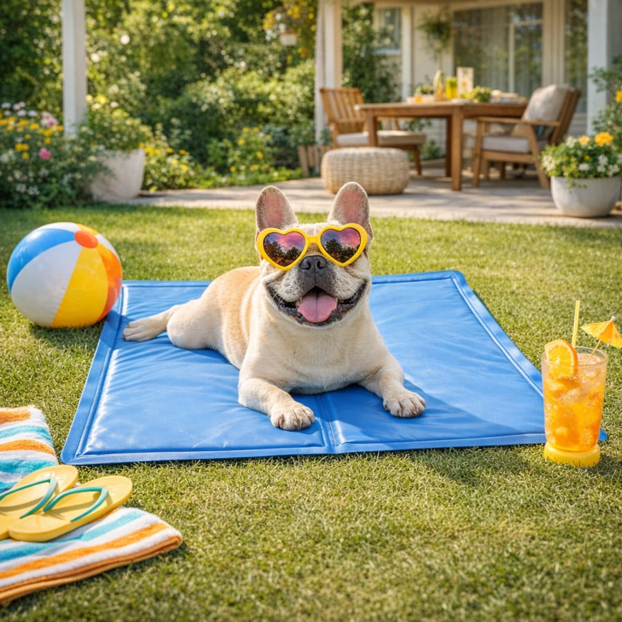 Summer Vibes Manta Refrescante Azul para perros