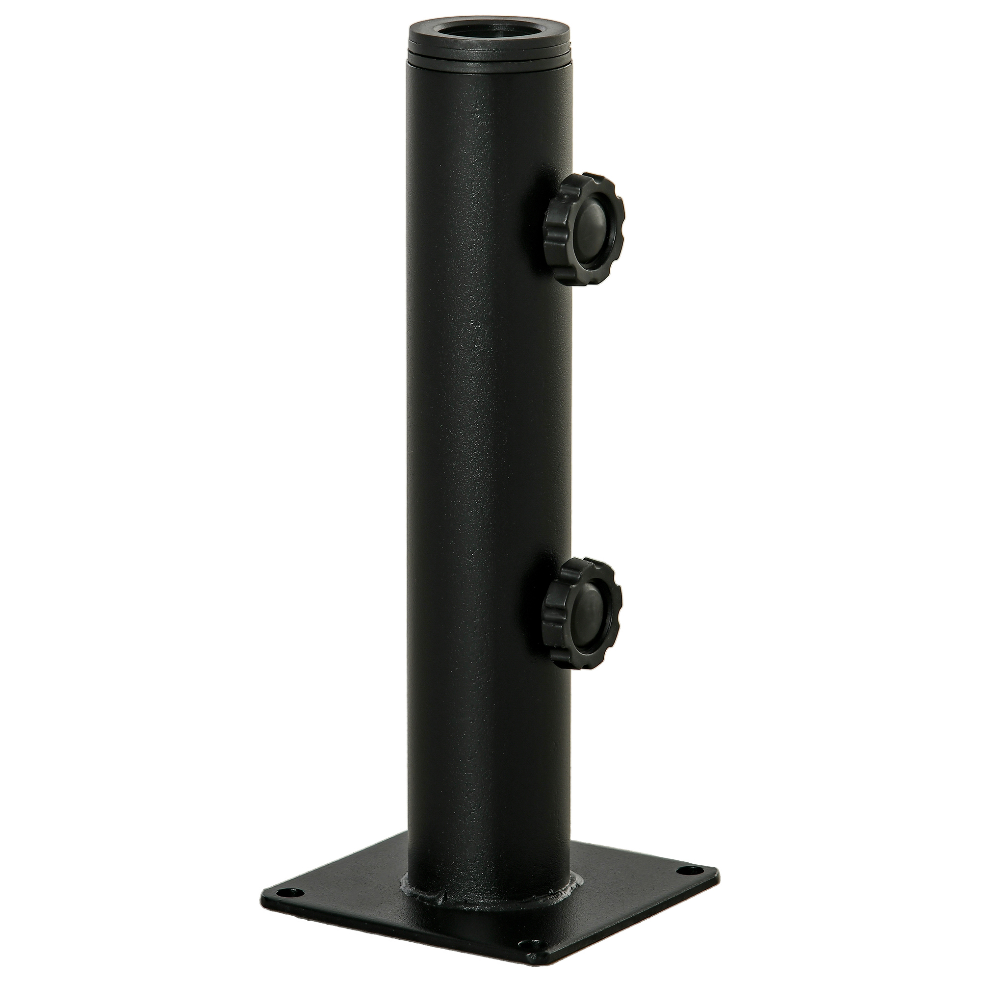 Outsunny Soporte de Parasol para Suelo de Cemento con 2 Botones de Bloqueo y 4 Tornillos de Expansión Base de Sombrilla para Palo de Paraguas de