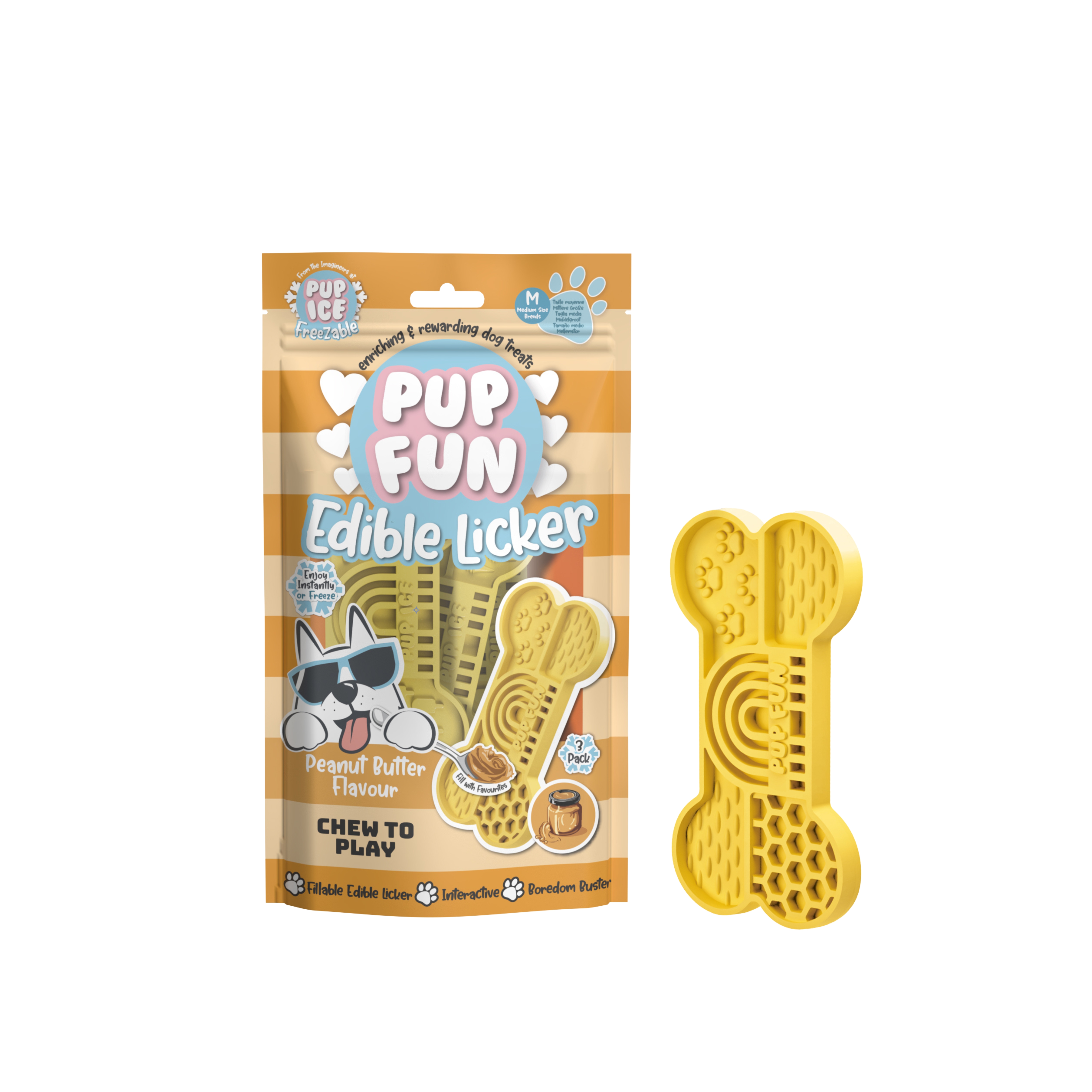 3 HUESOS Snacks masticable rellenable sabor CACAHUETE  2 x 135g