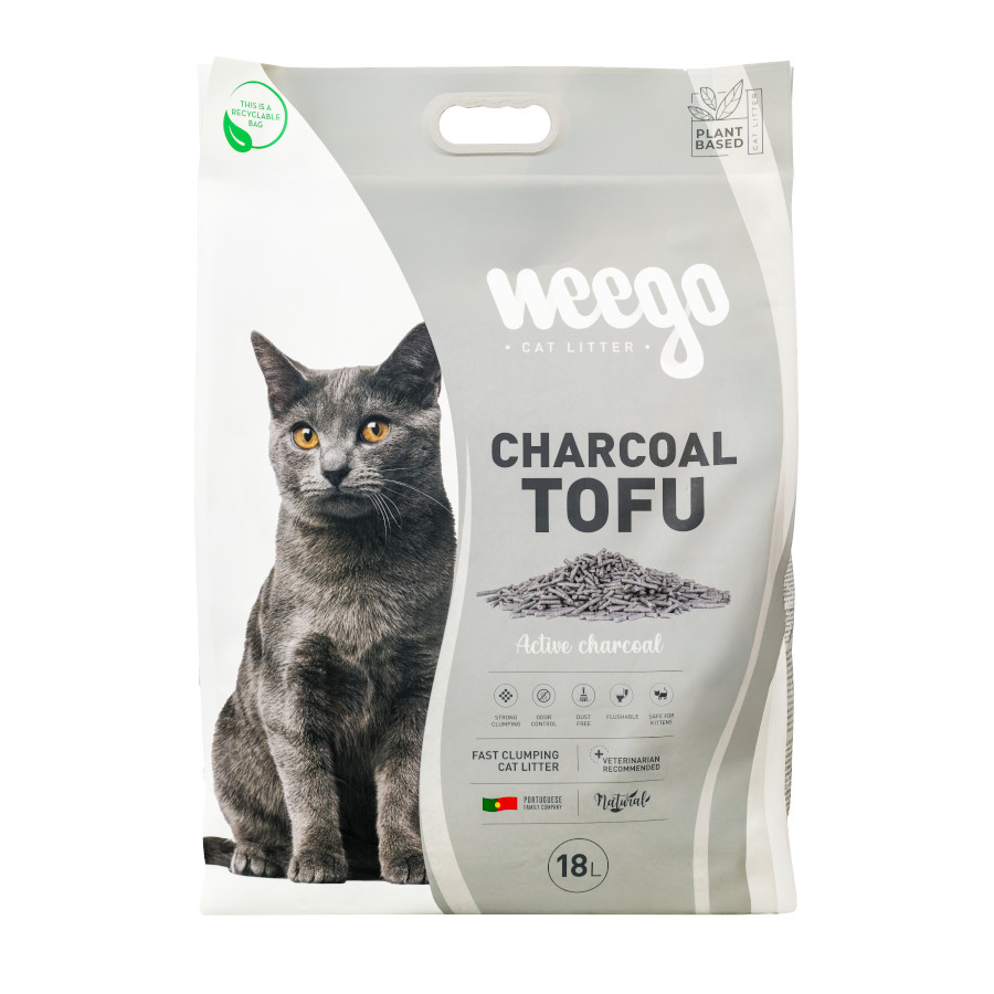 18 L Weego Charcoal Tofu arena aglomerante para gatos