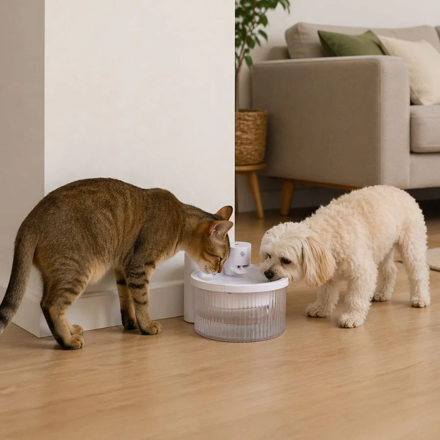 Leeby Fuente de Agua sin Cables Blanco para perros y gatos
