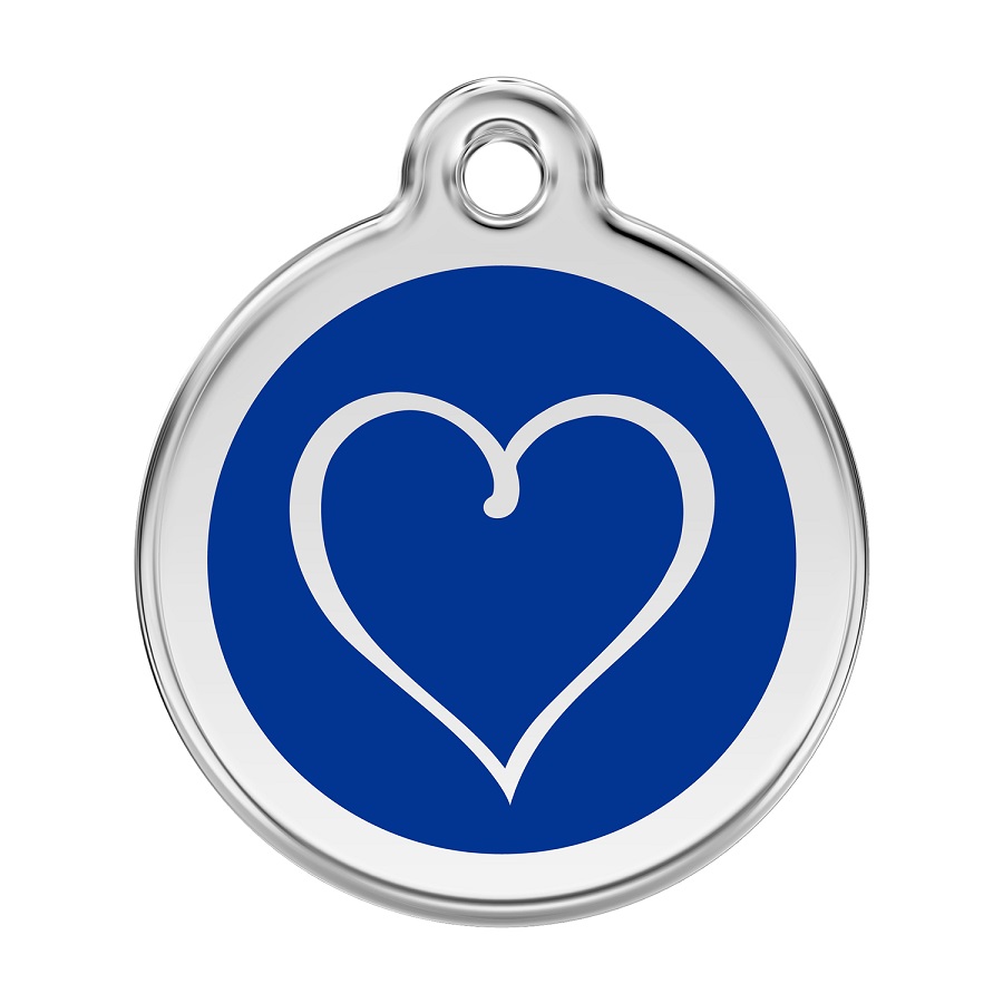 Placa identificativa Acero Inoxidable Esmalte Tribal Corazón Azul para perros