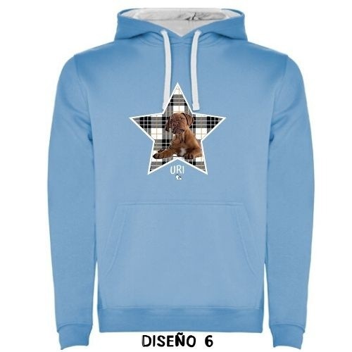 Sudadera con capucha unisex cuadros personalizable color Celeste, , large image number null
