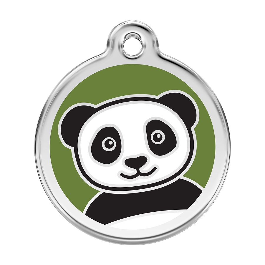 Placa identificativa Acero Inoxidable Esmalte Panda Verde para perros