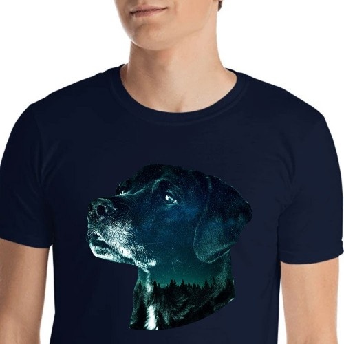 Mascochula camiseta hombre noche estrellada personalizada con tu mascota azul marino, , large image number null