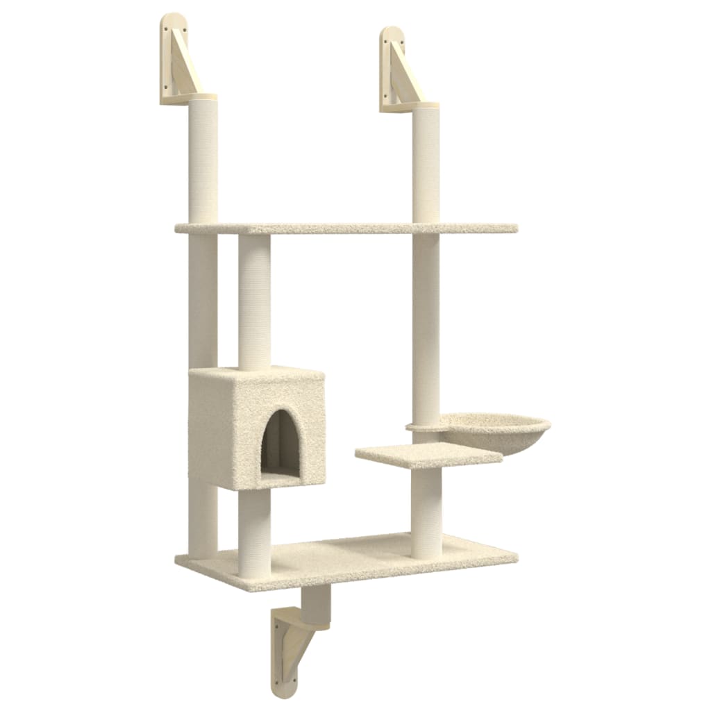 vidaXL Árbol rascador para gatos de pared crema 153 cm