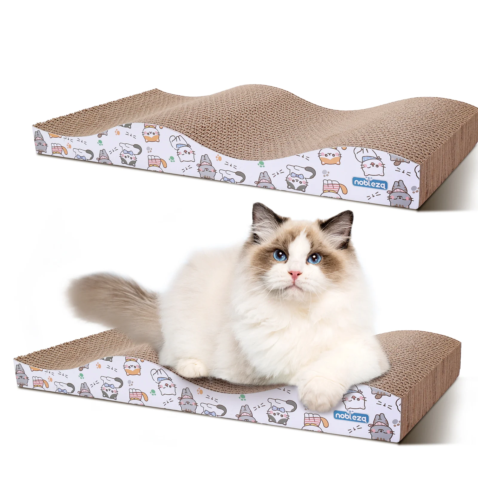 Nobleza 2 Piezas Rascador para Gatos Carton Corrugado, Hierba Gatera Alfombrillas de Cartón Rascador, 44 x 22cm