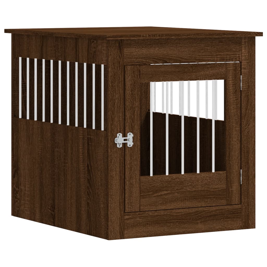 vidaXL Jaula para perros madera ingeniería roble marrón 64,5x80x71 cm