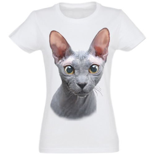 Camiseta Mujer Gato Egipcio color Blanco