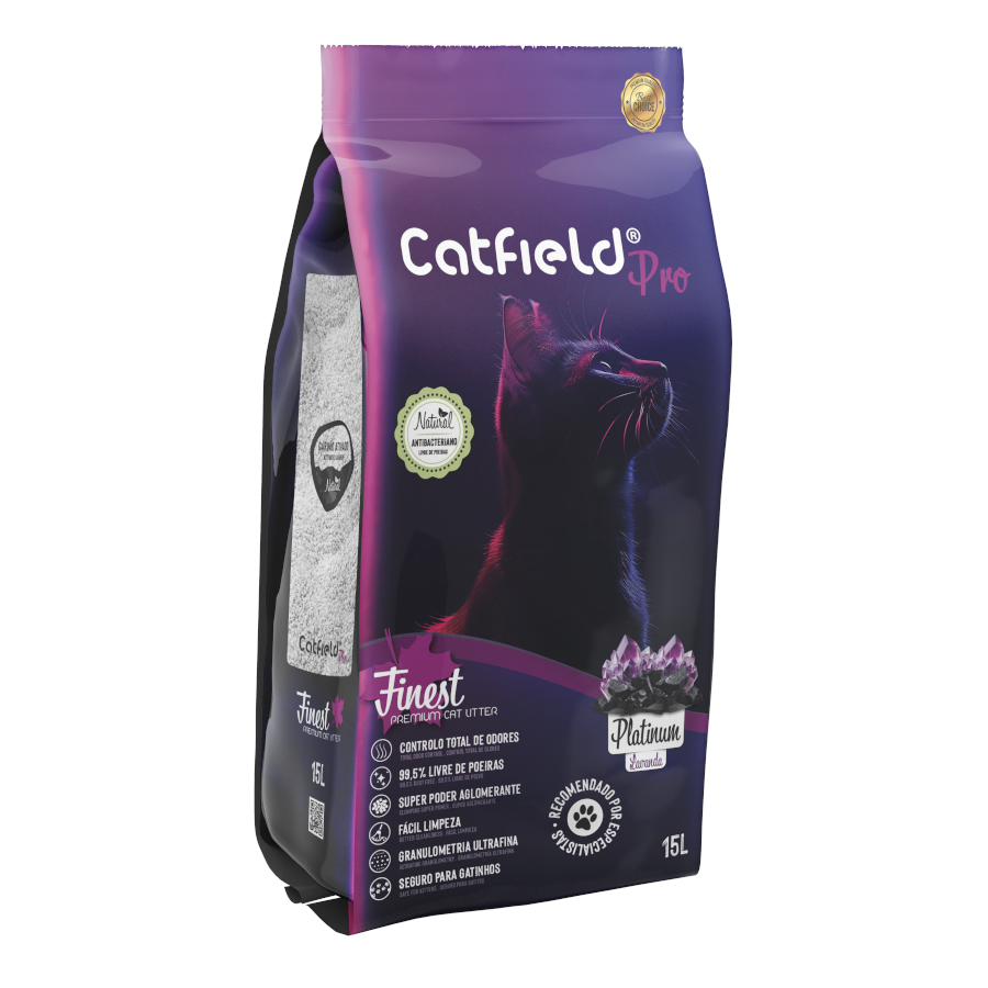 15 L Catfield Finest Platinum Lavanda Arena Aglomerante para gatos