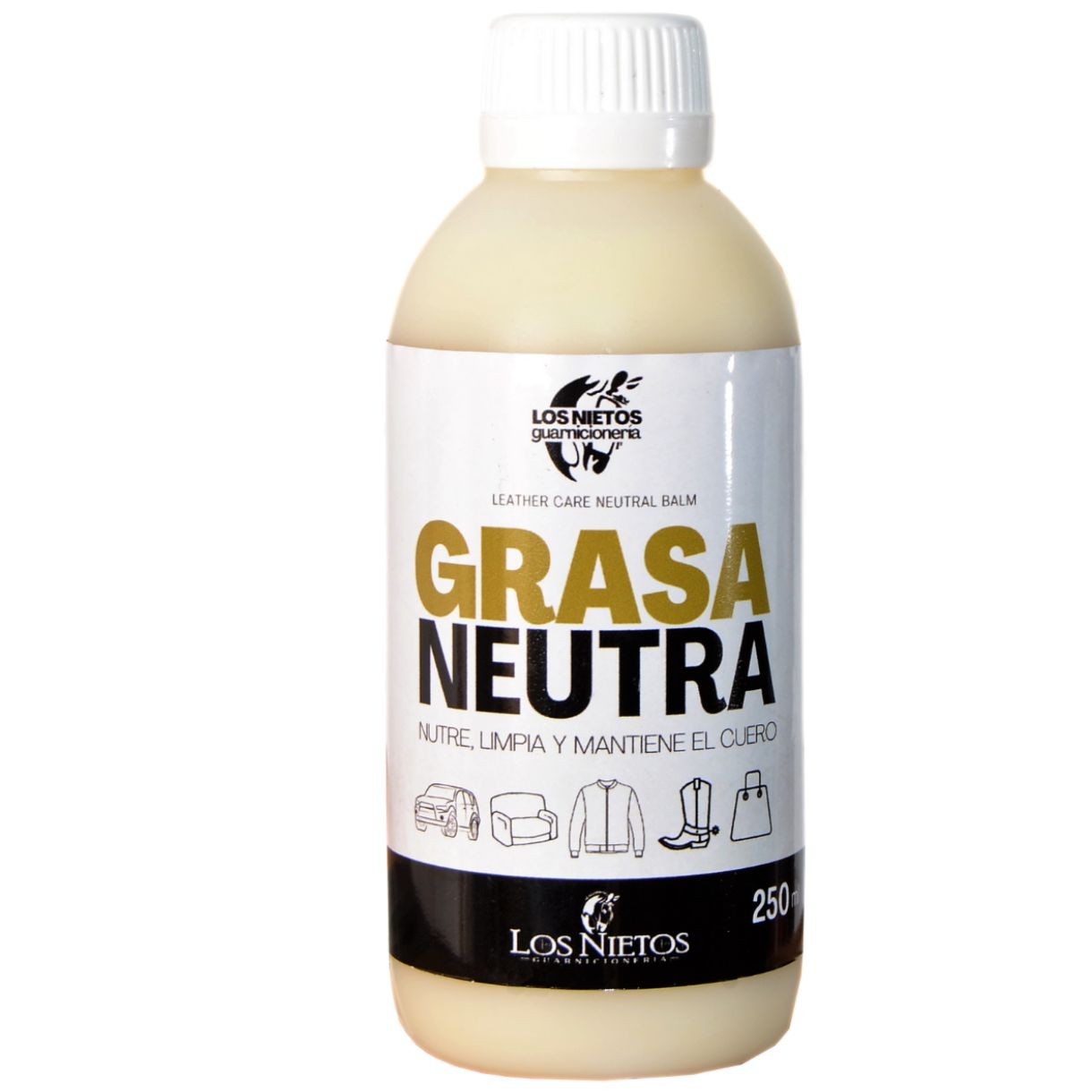 Grasa neutra | 250 ml | Equipamiento para el caballo | Producto de Guarnicionería | Tradición artesana | Color Blanco | Los Nietos