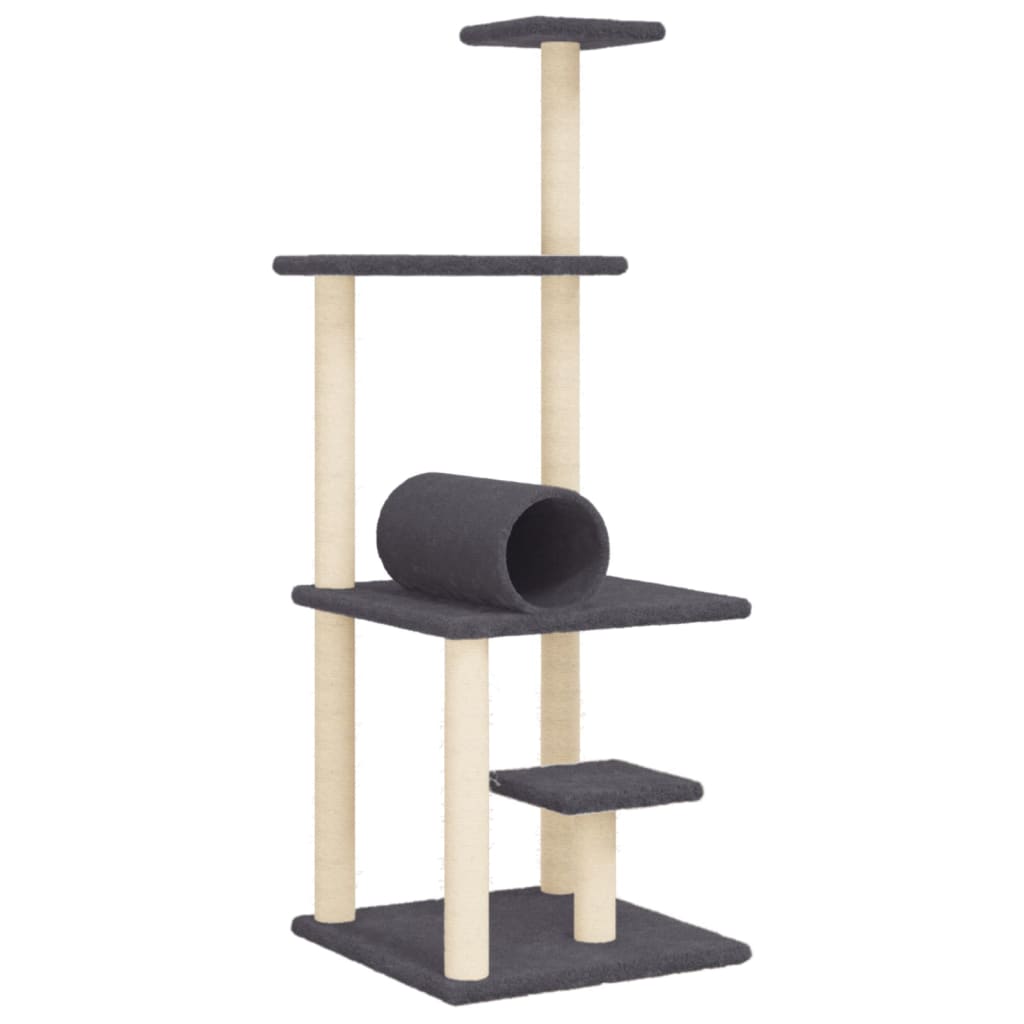 vidaXL Rascador para gatos con postes de sisal gris oscuro 136 cm