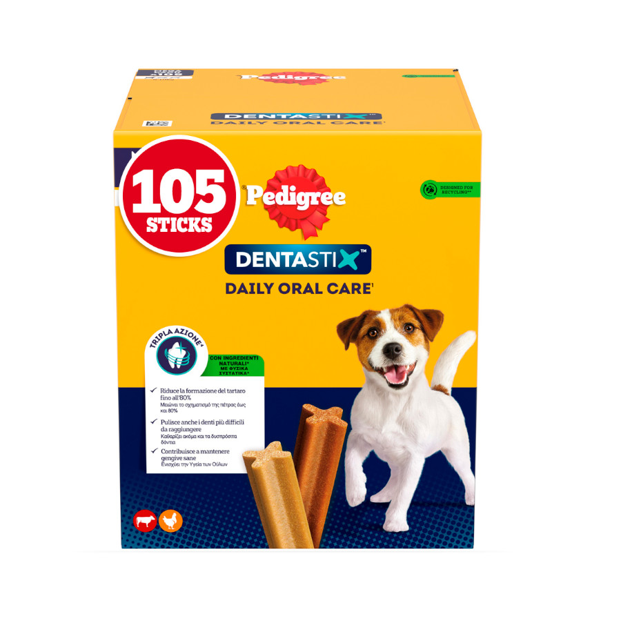 105 barritas Pedigree Dentastix Snacks Dentales para perros pequeños