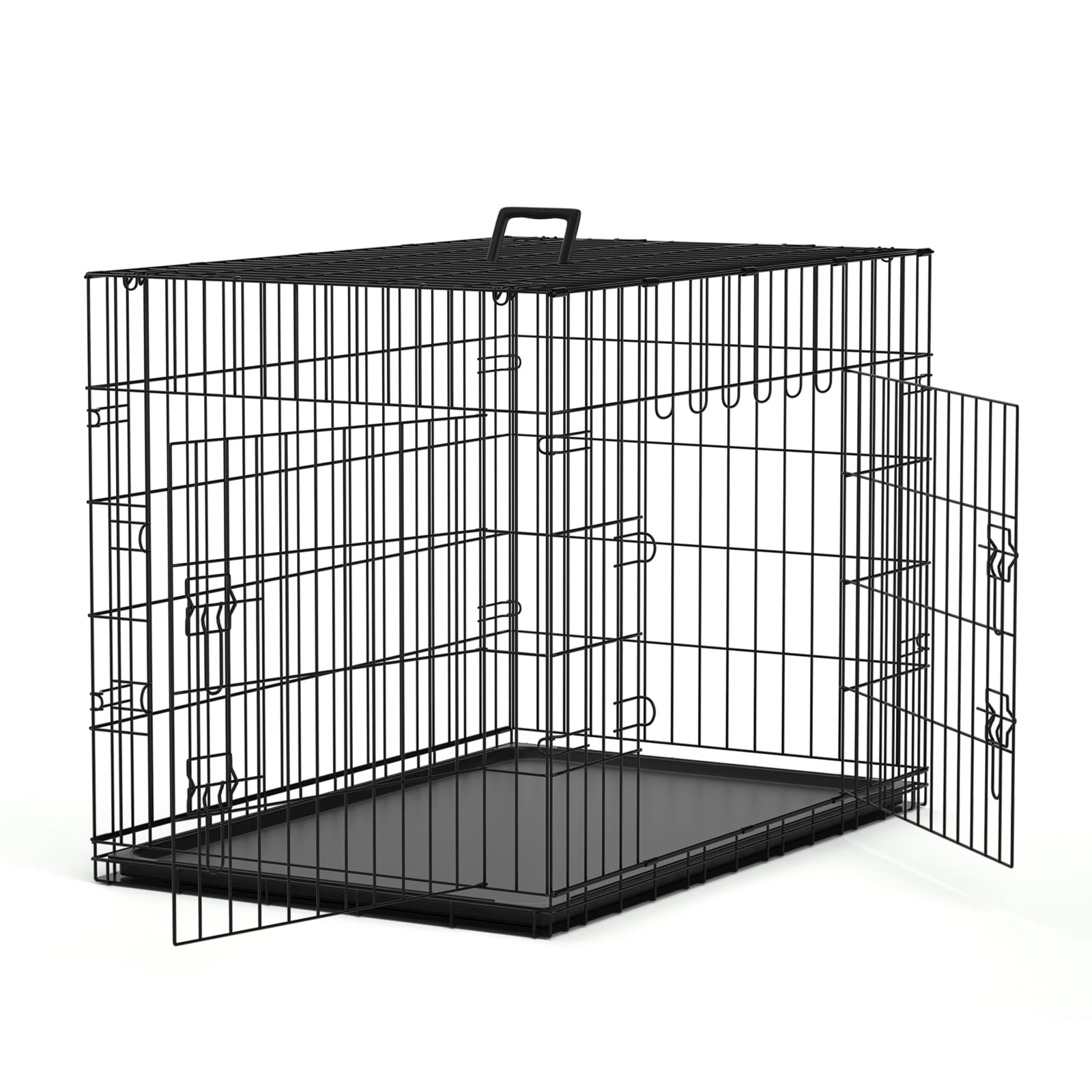 Nobleza – Jaula Metálica para Perros, 76x45x51.5cm,Jaula para Mascotas con 2 Puertas, Bandeja Base de Plástico Resistente a la Masticación y Asa de