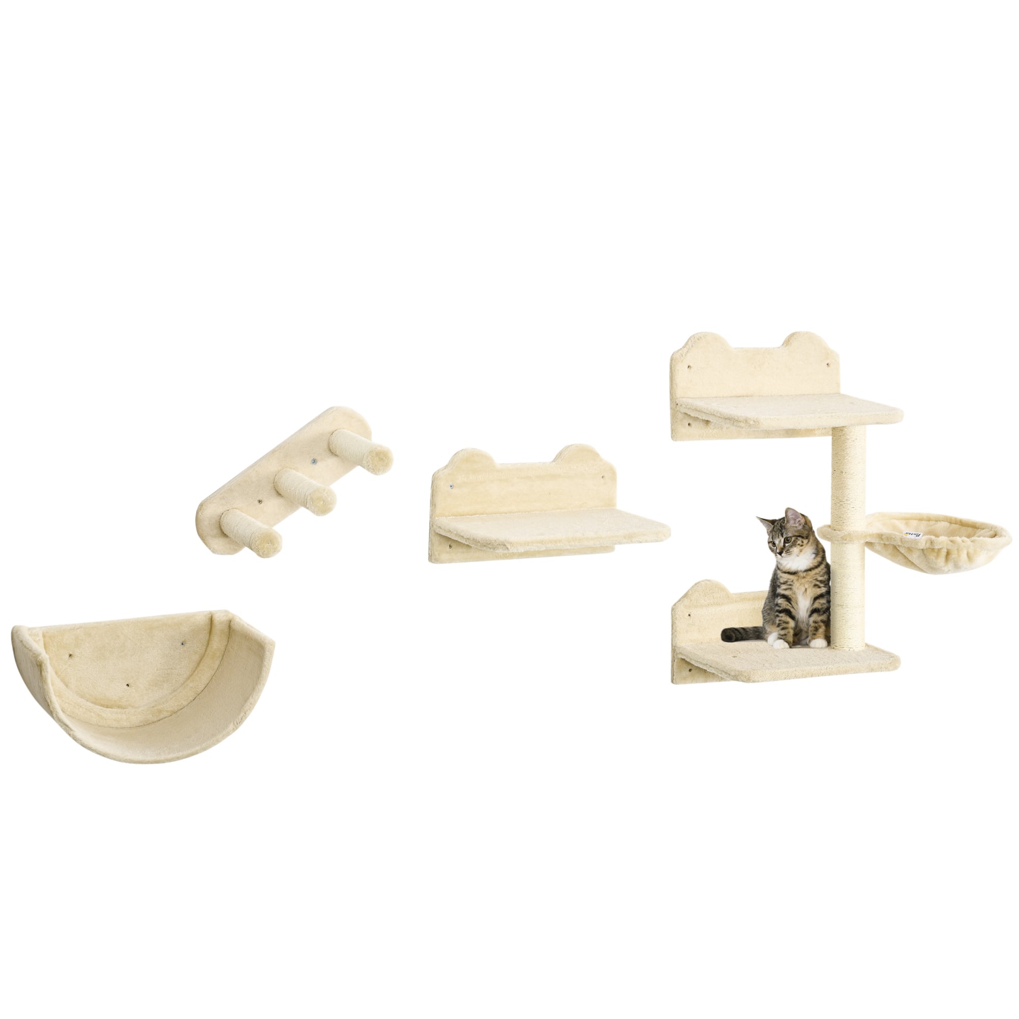 PawHut Estantes para Gatos Beige