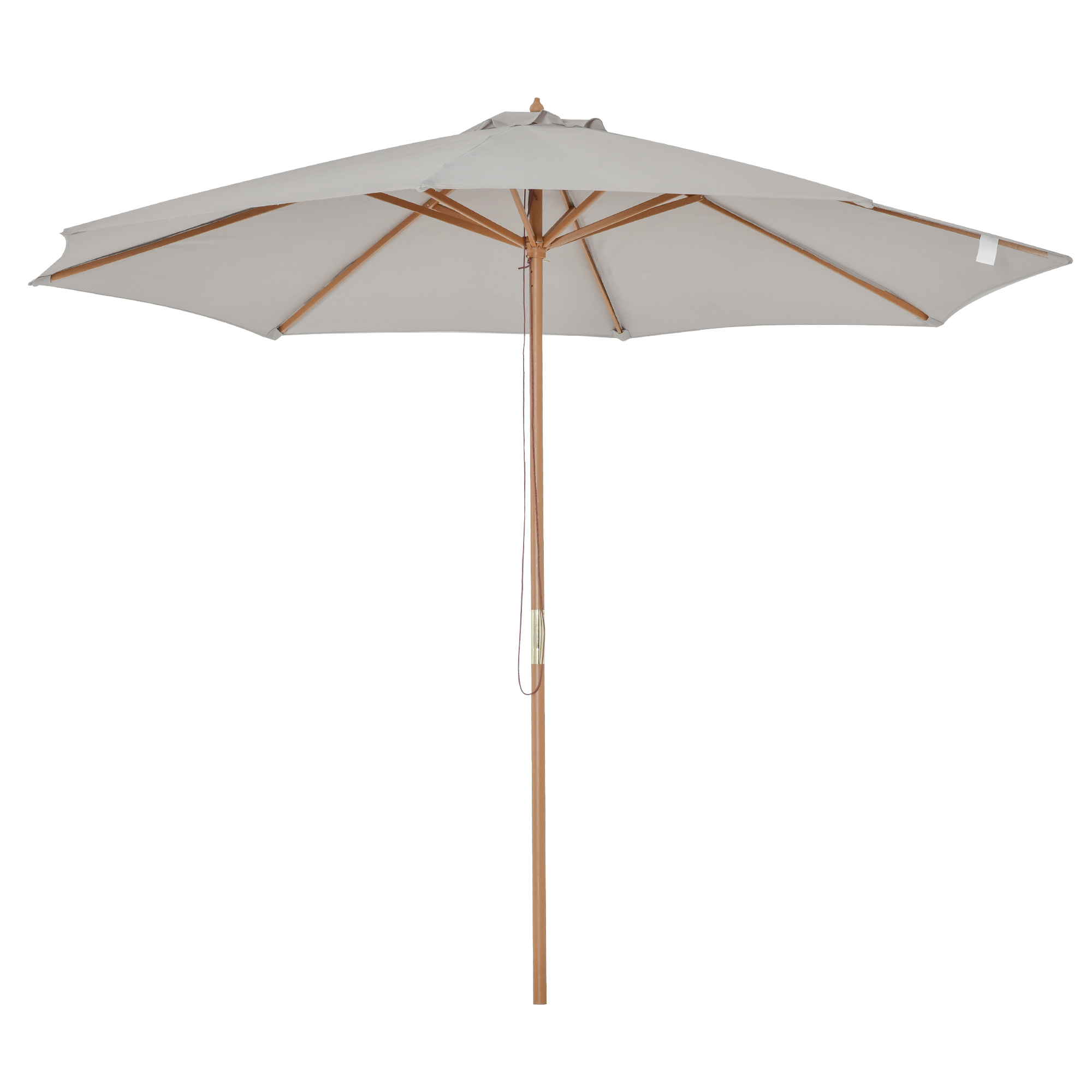 Outsunny Sombrilla Parasol de Jardín Ø300×250 cm con Sistema de Pestillo de Fijación Techo Ventilado y Poste Desmontable de Madera para Terraza Patio