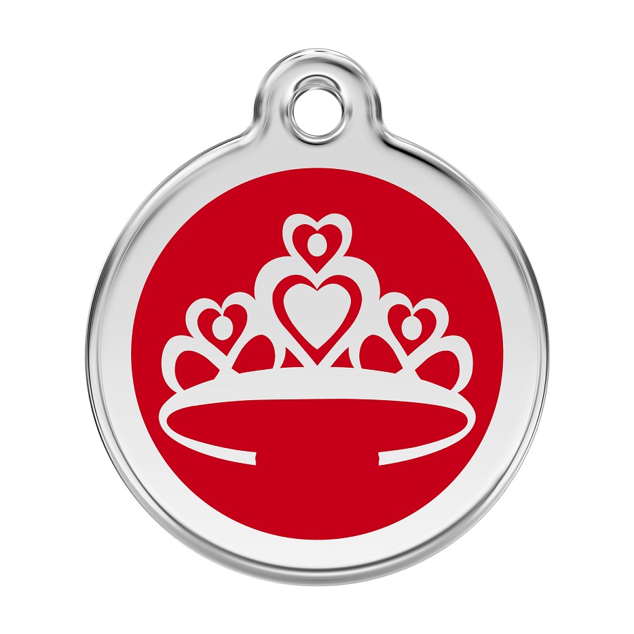Placa identificativa Acero Inoxidable Esmalte Corona Rojo para perros