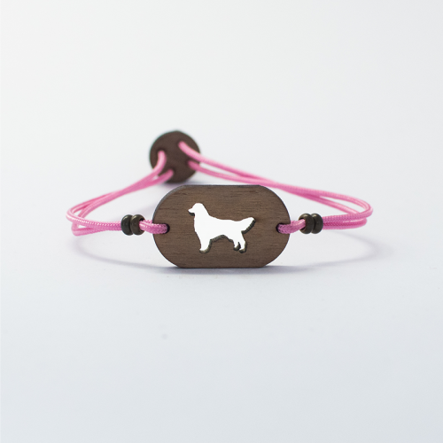 Pulsera de madera Golden Retriever personalizable color Rosa, , large image number null