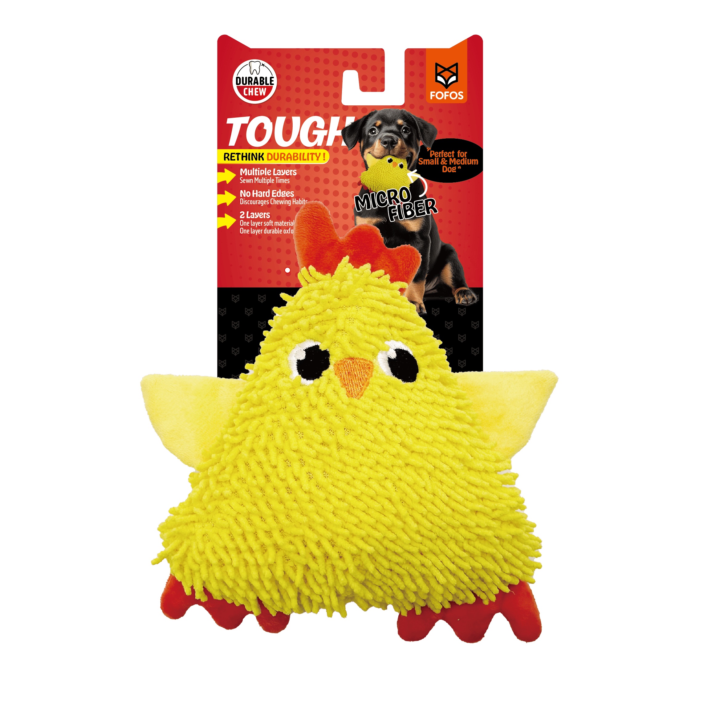 FOFOS | Peluche Pollito Resistente de Microfibra con Sonido- Para Cachorros/Perros de Raza Pequeña