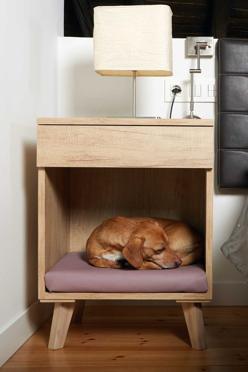 Mesilla de madera cama para perros color Roble Virginia, , large image number null