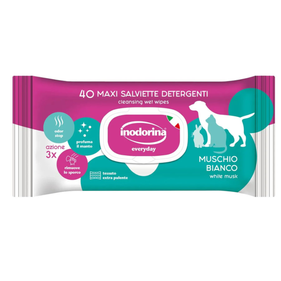 Inodorina Refresh Musgo Blanco Toallitas Húmedas para perros y gatos
