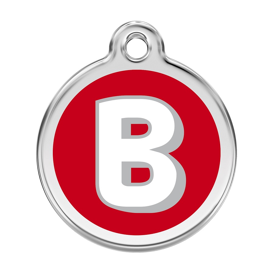 Placa identificativa Acero Inoxidable Esmalte Alfabeto Letra B Rojo para perros