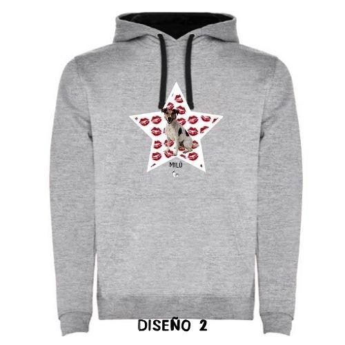 Sudadera capucha besos personalizable color Gris, , large image number null