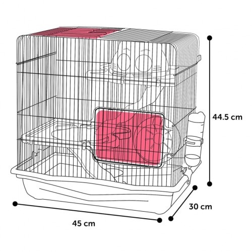 Flamingo binky jaula con casa gris para roedores, , large image number null