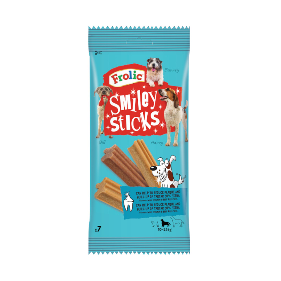 7 barritas Frolic Snacks Dentales Smiley Sticks para perros