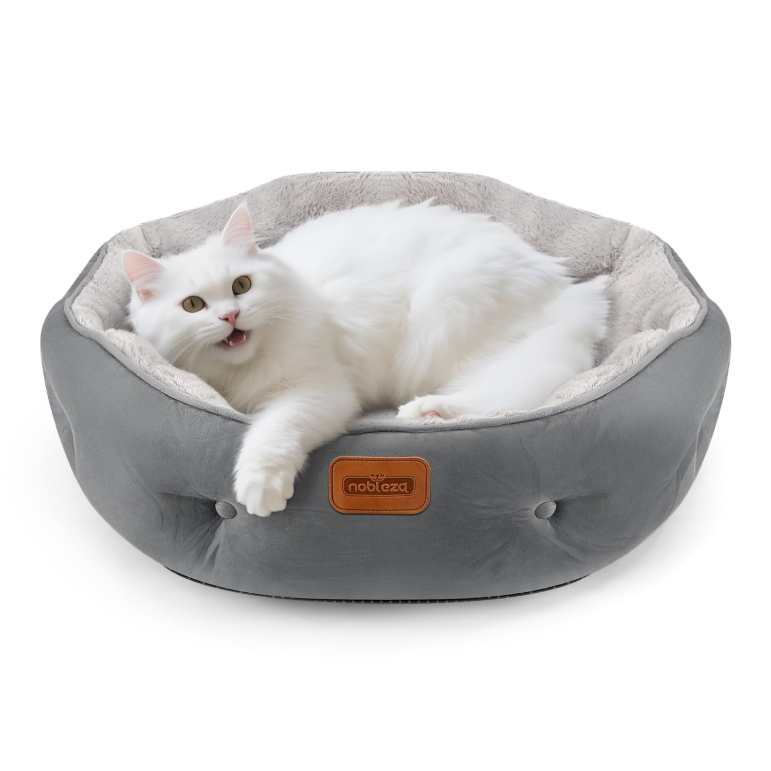 Nobleza Cama para Perros Pequeños, Cama Lavable para Mascotas, Sofá Redonda de Perros y Gatos Antideslizantes y Antiestres, Felpa Suave y Mullida,