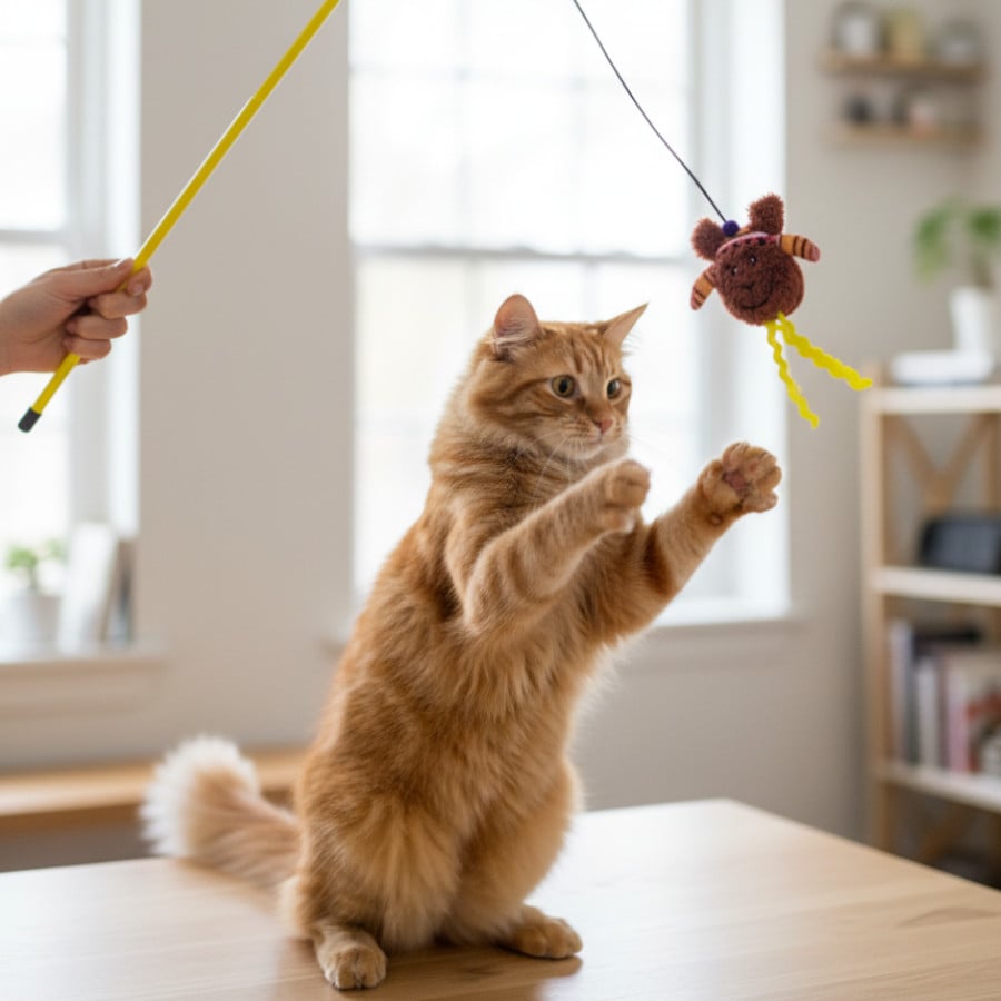 Tootoy! Caña Interactiva con Peluche de Alpaca para gatos
