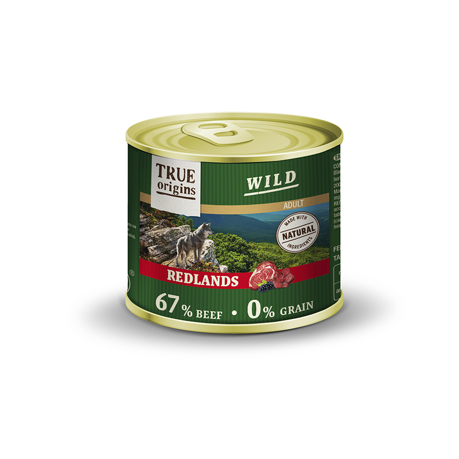 12 latas x 200 g True Origins Wild Redlands Ternera lata para perros ¡Pack ahorro!