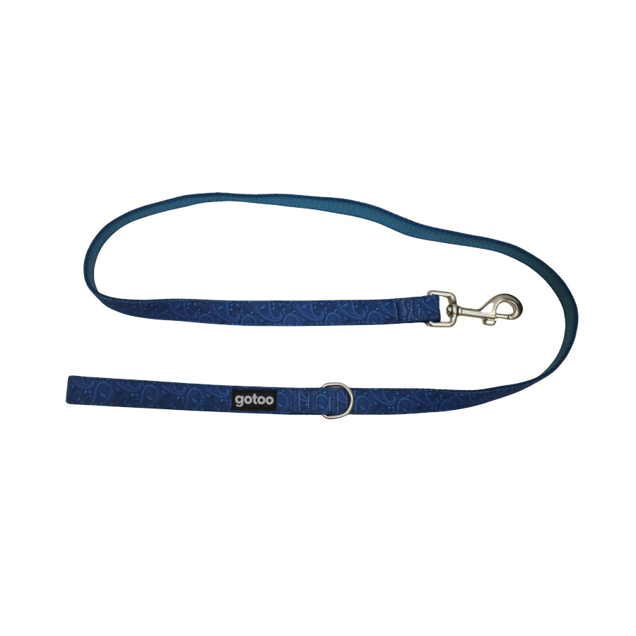Gotoo Correa estampada cachemira clásica azul para perros