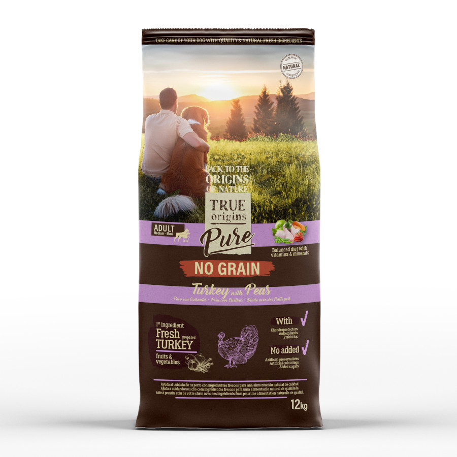 12 kg True Origins Pure Grain Free Adult Pavo pienso para perros