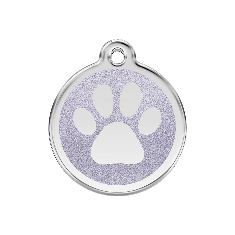 Placa identificativa Purpurina Huella perro Plateado para perros