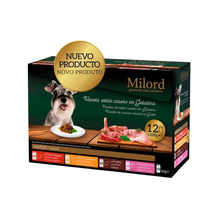 12 x 100 g Milord Adult Receta estilo casero en gelatina Sobres para perros - Multipack